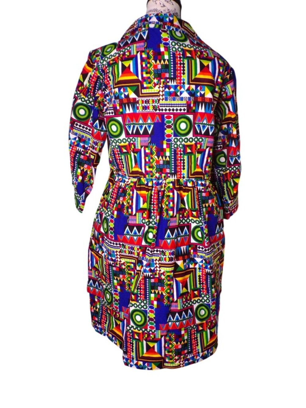 🆕 The Oula Company Geometric Print Cotton Dress Pockets Small - Picture 13 of 16